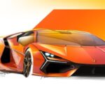 Lamborghini Revuelto Design Skizze orange Front