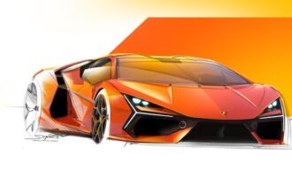 Lamborghini Revuelto Design Skizze orange Front