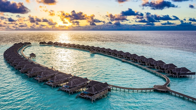 Anantara Kihavah Maldives Villas Over Water Villas Sunset Aerial E6d5ac
